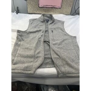 G.H. Bass  Large Mens Charcoal Fleece Vest Collared Zip Pockets Warm Hanging